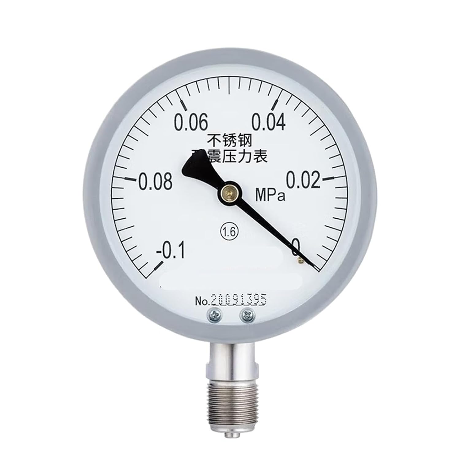 YTN-100BF Stainless Steel Radial Seismic Pressure Gauge M20*1.5 Threaded Oil-Filled Water Pressure Oil Pressure air Pressure Gauge 0-0.4mpa(-0.1+0mpa)