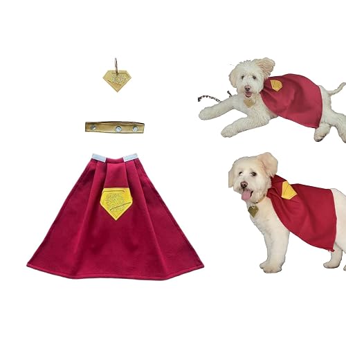 Superhero Dogs Red Cape Costume Sets Pet Halloween Cosplay with Adjustable Collar and Tag (Small) - Small
