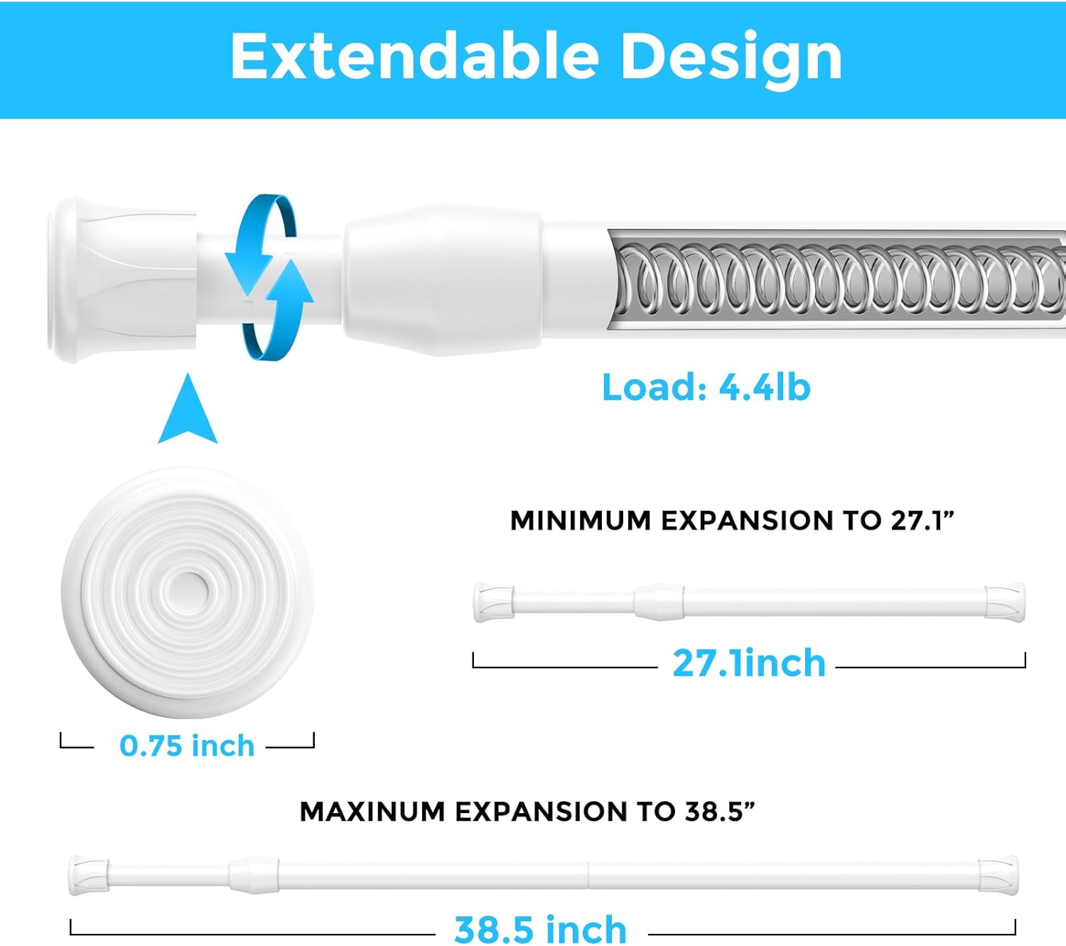 Small Tens ain Rod 8 to 12.5Inch, White Thin Short ain Rods No