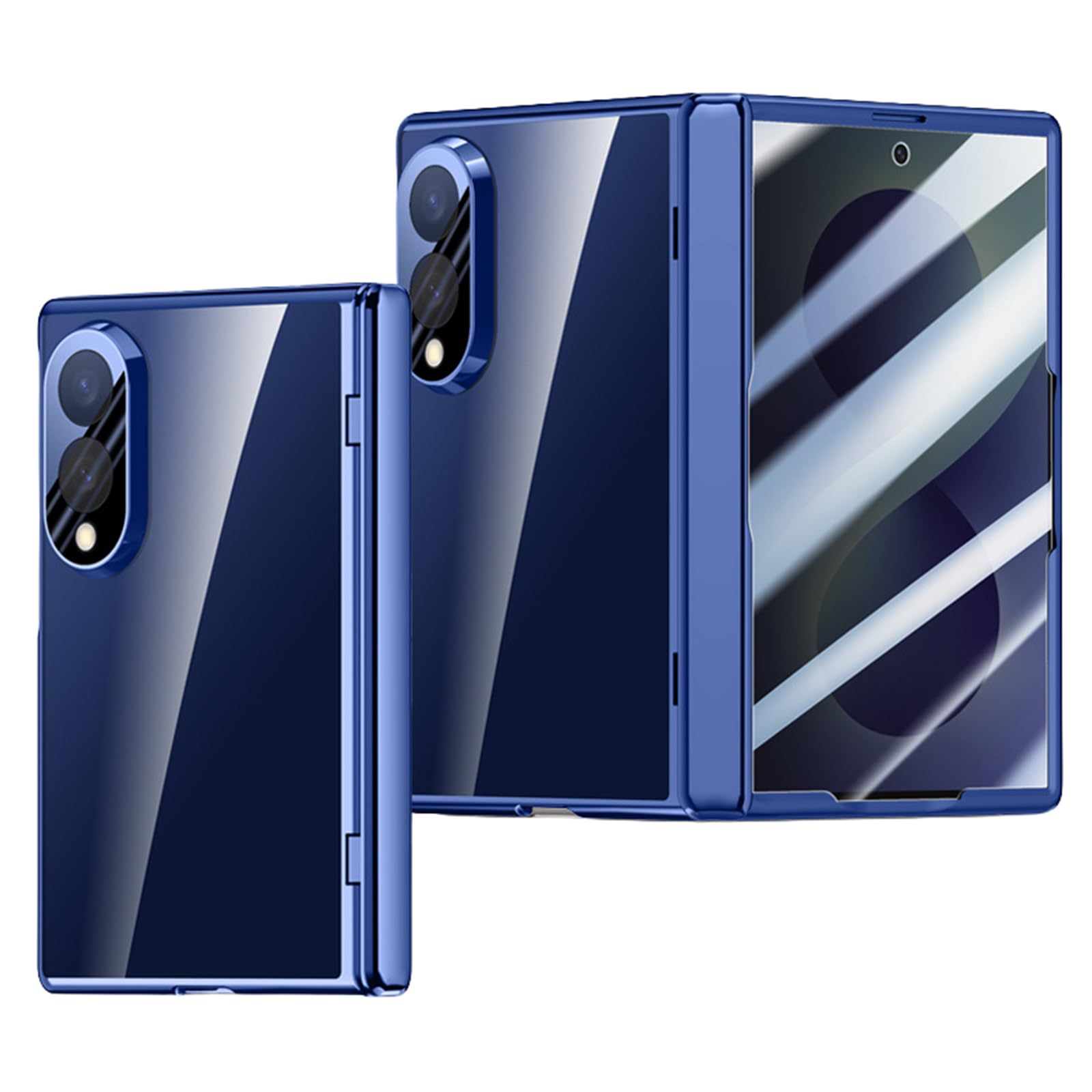 Custodia Sottile For Samsung Galaxy Z Fold 8, Cover Elettrolitica Trasparente For Telefono, Custodia Protettiva For Obiettivo Con Cerniera Dello Schermo Anti-peeping(Blue)