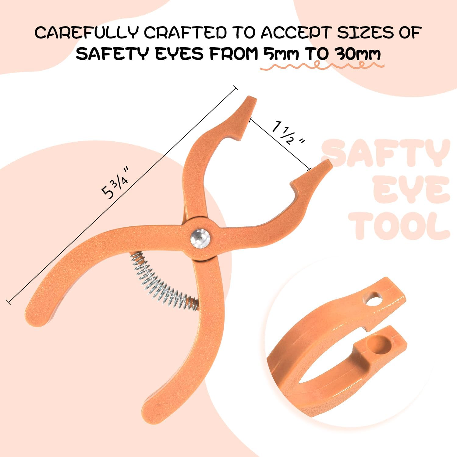 UPTTHOW Safety Eyes Jig Pliers Auxiliary Tool for Attaching Doll Eyes and Noses for Amigurumi and Crochet, DIY Craft Install Accessories Supplies for Stuffed Animals, Orange - Image 4
