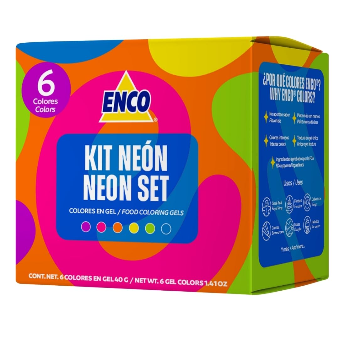 ENCO 6 Neon Food Coloring Gel Set 1.41 oz each (40 g)