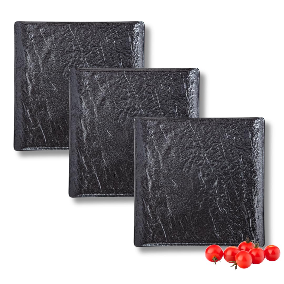 Wilmax - Piatti quadrati - 3 pezzi - Effetto pietra - Non si ossida - Adatti al forno - Lavabili in lavastoviglie - Adatti al contatto con gli alimenti - 21,5x21,5 cm