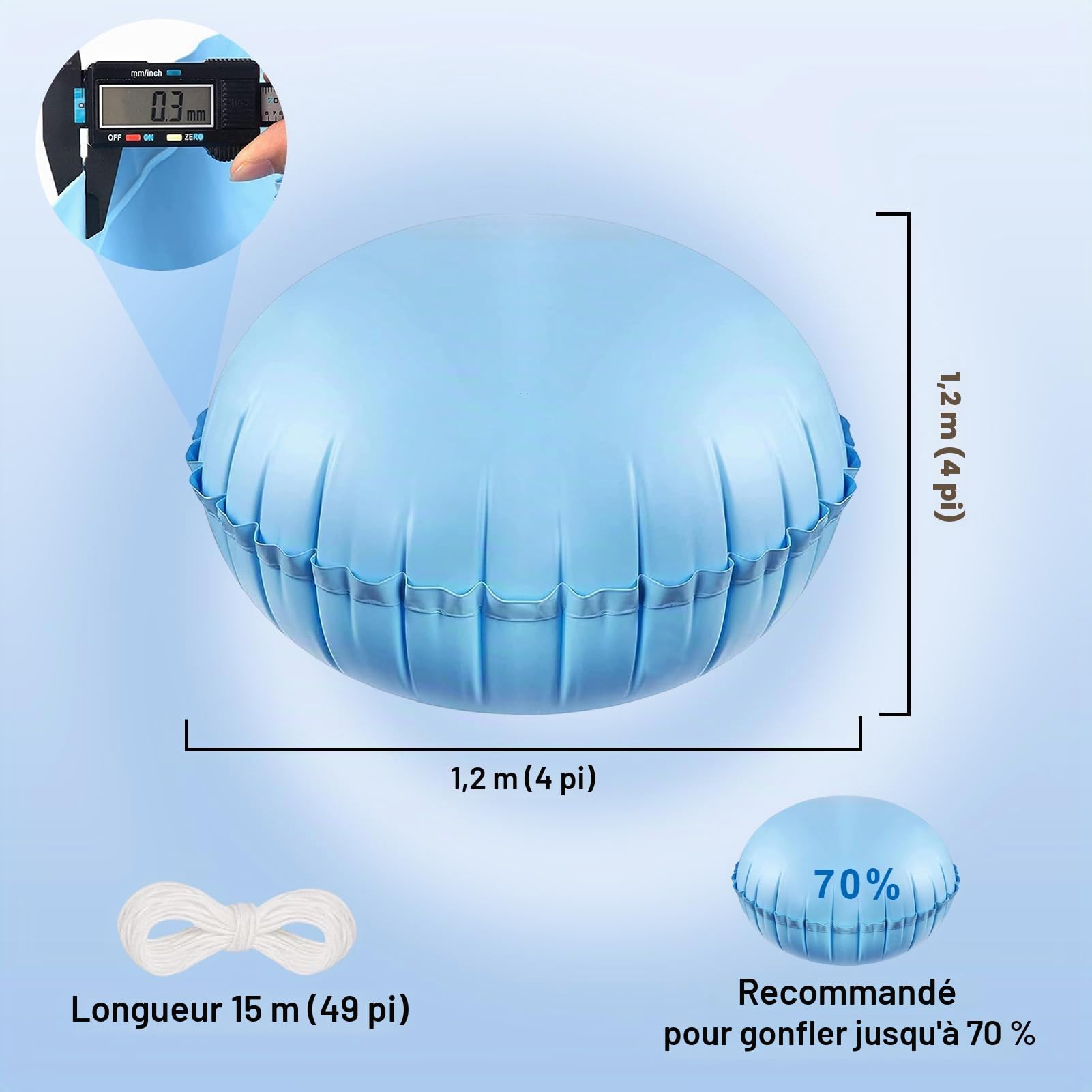 Tefola Produit Hivernage Piscine, 1Pcs 48 * 48 inches Coussin de Piscine, Coussin d'air De Piscine, Oreiller Gonflable pour Hors-Sol Coussin Égalisateur de Glace pour Piscine