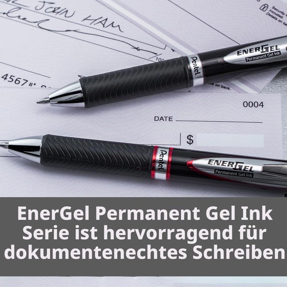 Pentel BLP77-AX EnerGel Xm Document, mit Druckmechanik, dokumentenecht und alterungsbeständig, 12 Stück, schwarz