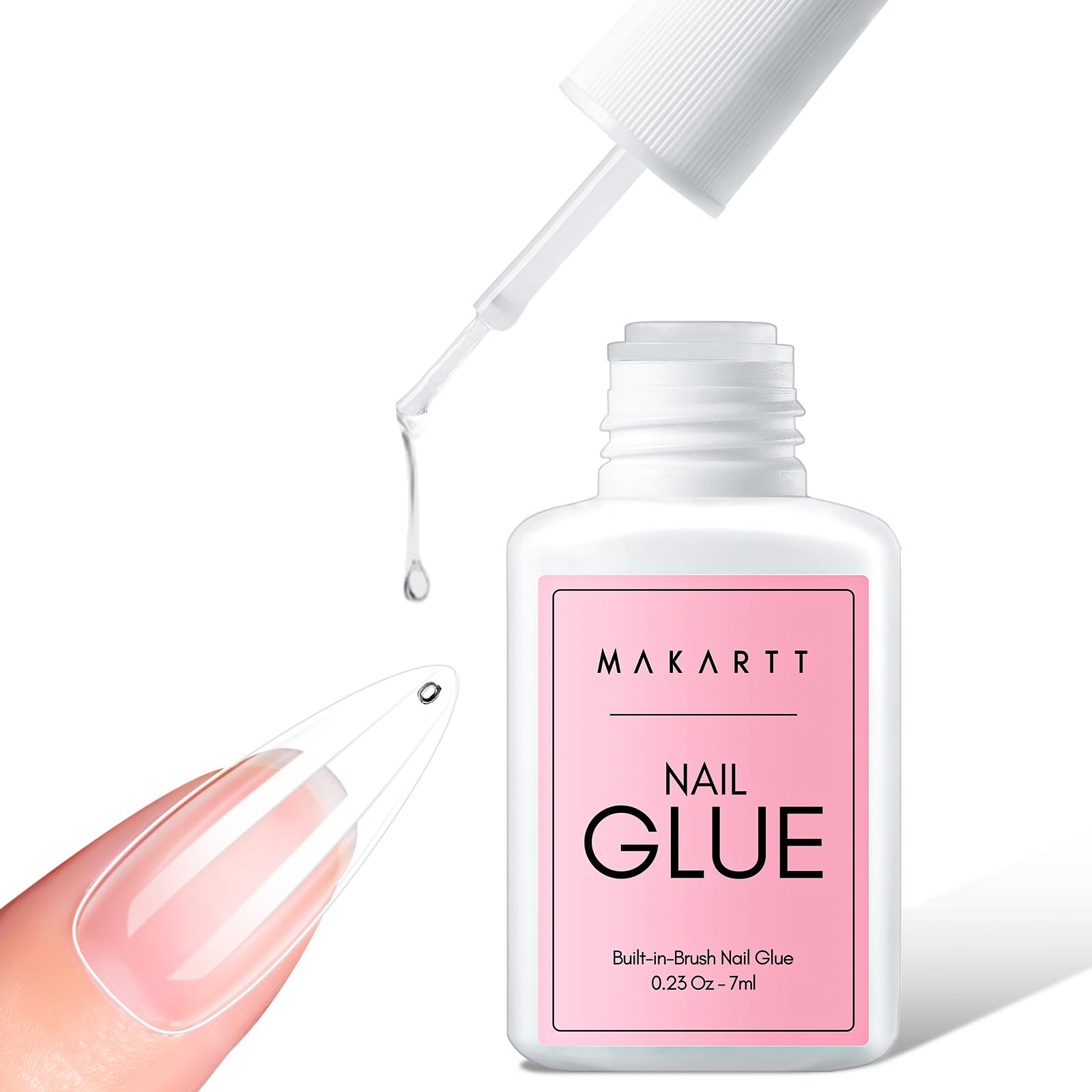 Makartt Colle Faux Ongles Extra Forte avec Pinceau, 7ml Colle Ongle Professionnelle pour Ongles Acryliques, Faux Ongles ou Ongles Cassés, Nail Glue Longue Tenue pour Usage en Salon