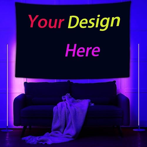 Miniatura 4 de YAkkYA Tapiz personalizado hippie para colgar en la pared, póster para dormitorio, sala de estar, fiesta, tapiz de pared con luz negra, decoración