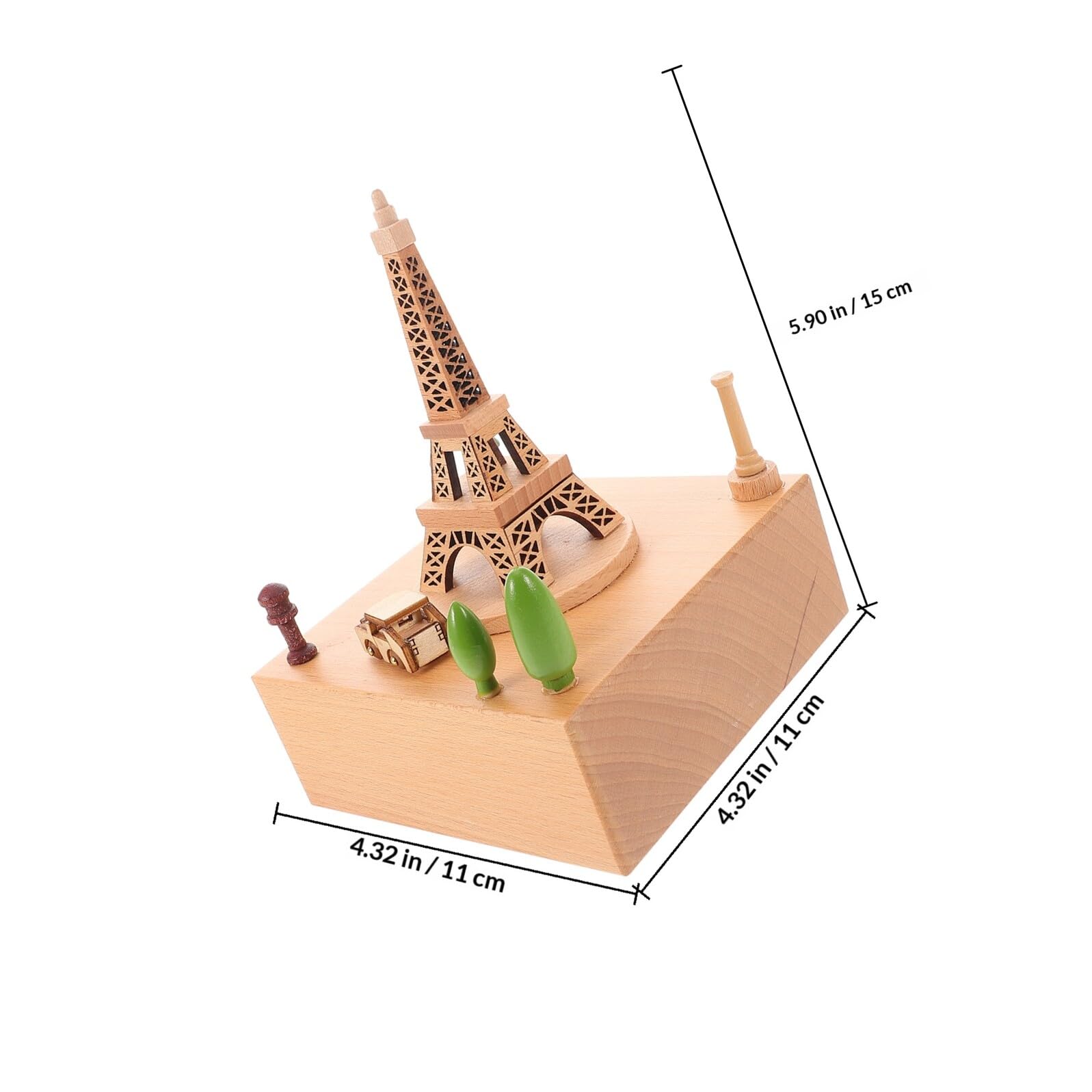 DOITOOL Caja de Música de Madera Creativa con Figura 3D de Torre Eiffel, Mecanismo de Cuerda, Mini Carrusel Musical para Niñas, Adorno Decorativo para Cumpleaños y San Valentín, Obsequio