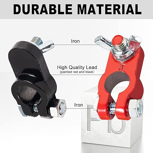 Miniatura 3 de Terminales universales de cable de batería negativos y positivos, terminales de batería, conectores de abrazaderas codificadas por color, con