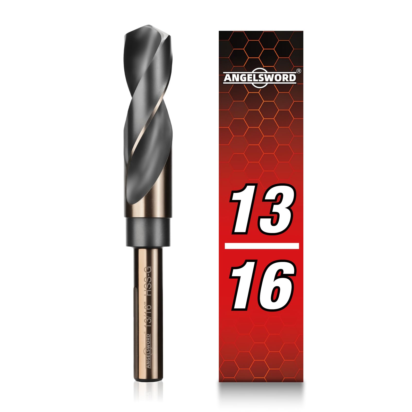 ANGELSWORD 13/16" Reduced Shank Drill Bit, M2 High Speed Steel Drill Bit for Hard Wood, Mild Steel and Metal