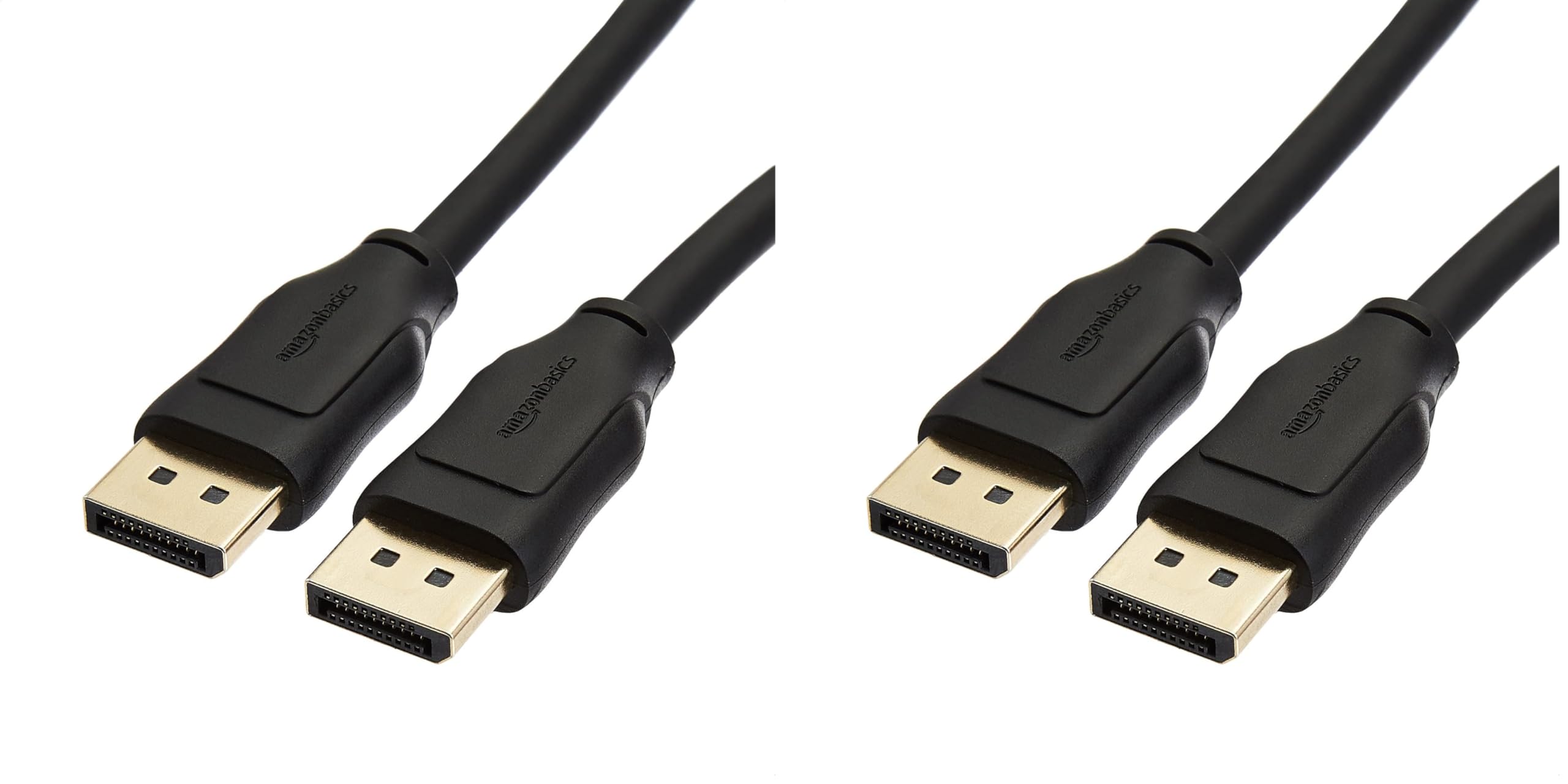 Amazon Basics DisplayPort 1.4 Cable, 32.4Gbps HBR3 High-Speed, 8K@60Hz, 4K@120Hz, Ultra HD, Dynamic HDR and 3D, Gold-Plated Plugs, 3 Foot, Black (Pack of 2)
