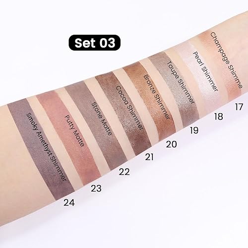 Miniatura 5 de Kaely Juego de 8 barras de sombra de ojos en crema para maquillaje de ojos, champán, perla, gris topo, bronce, cacao, piedra de cacao, amatista
