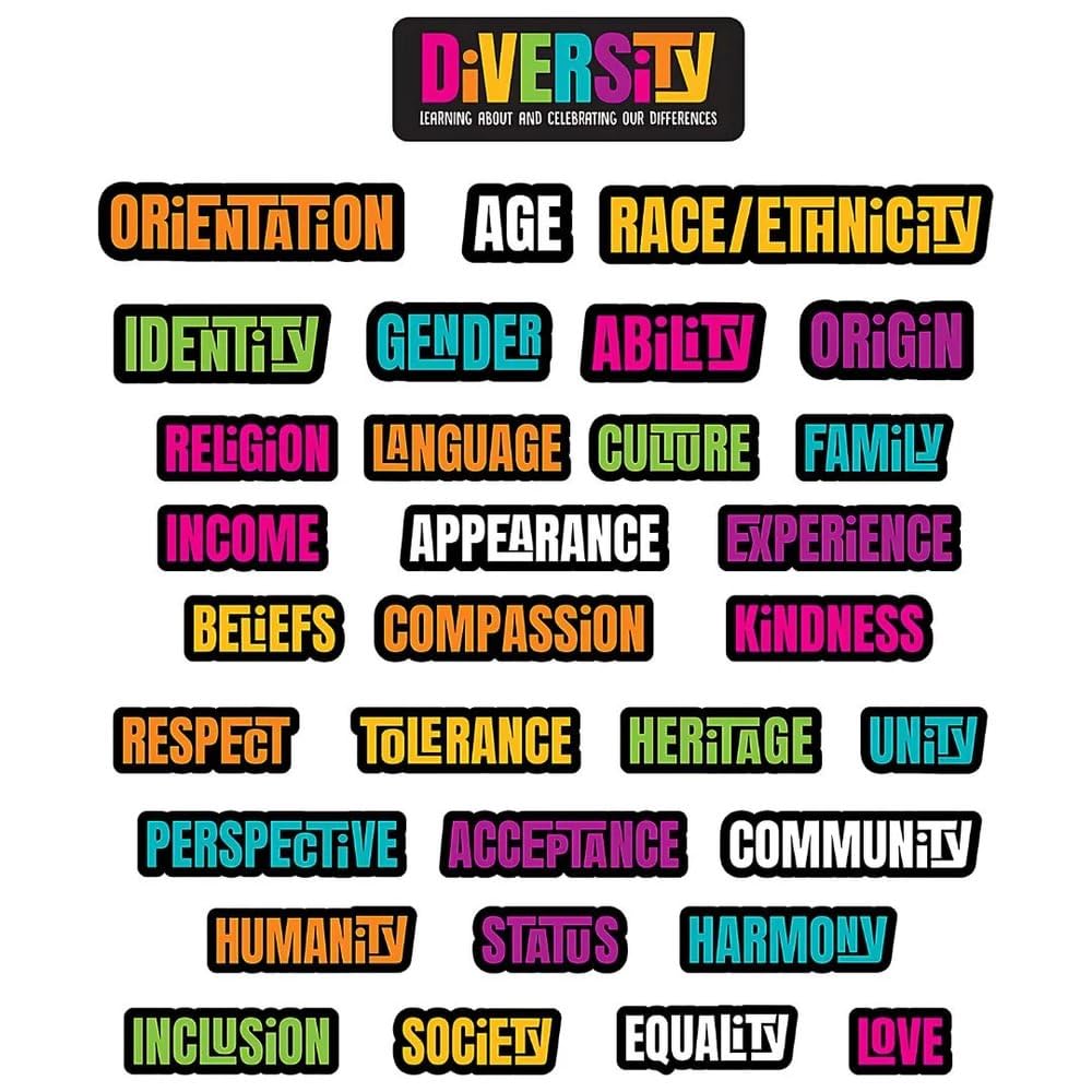 Diversity Word Cutouts décoratifs pour dynamiser la salle de classe des écoles élémentaires