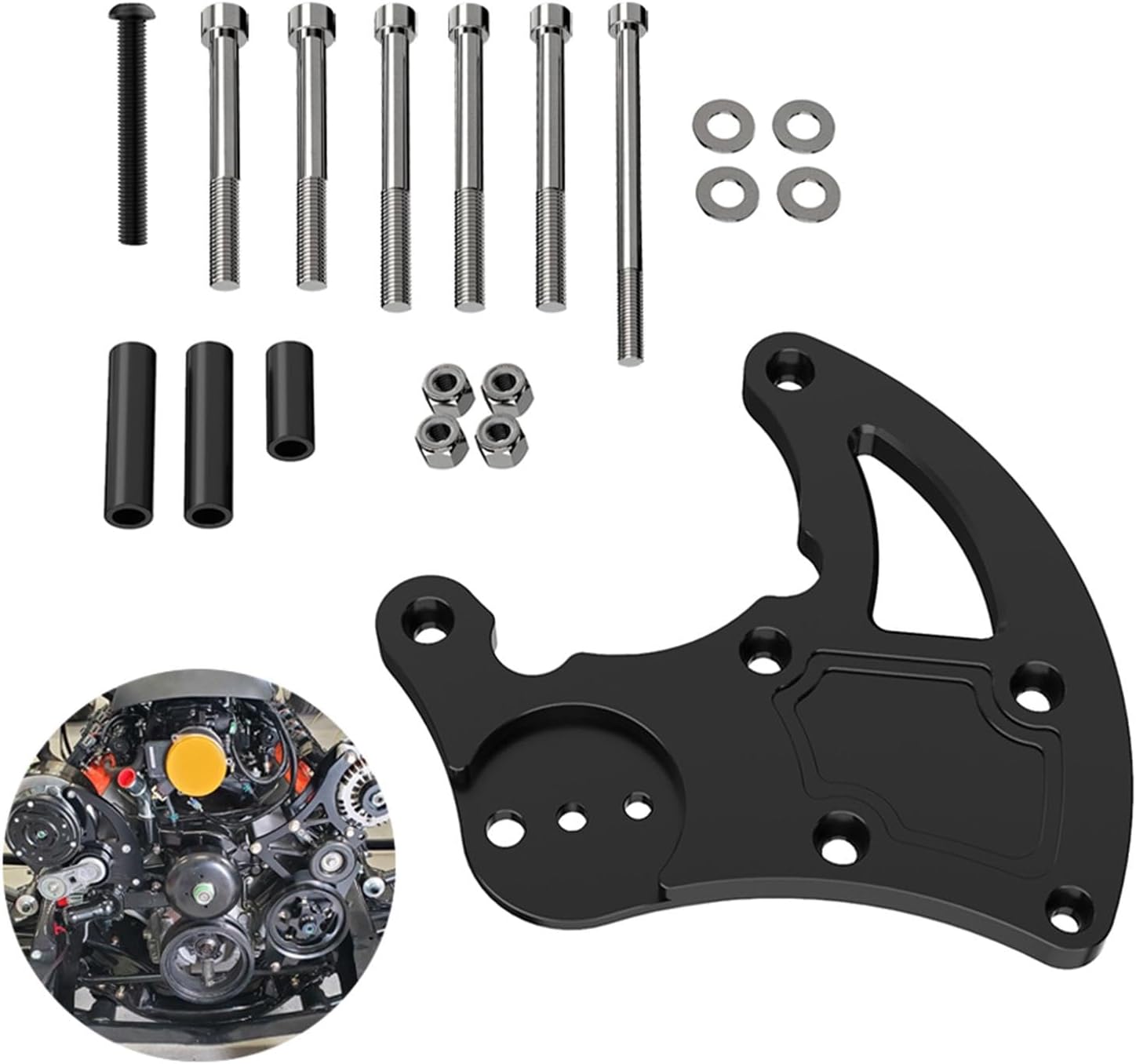 Bevinsee LS AC Compressor Bracket High Mount Compatible with Chevrolet Silverado GMC for Truck SUV Vortec Engines LS1 LS2 LS3 LS6 1999-2013 LS Swap AC Bracket