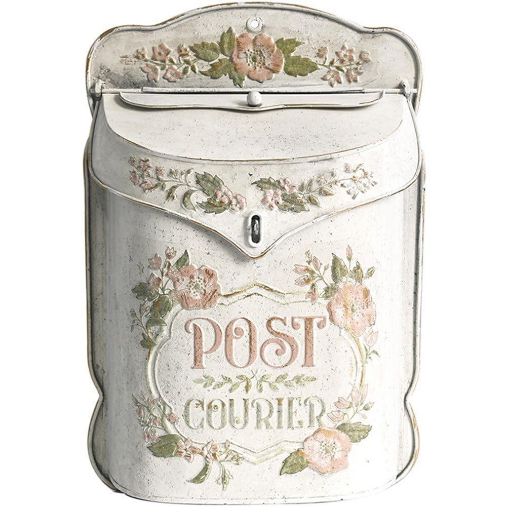 Boîte aux lettres vintage haut de gamme style antique avec finitions florales