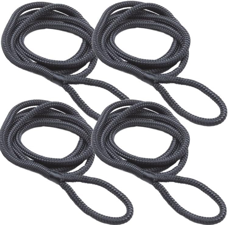 4 Stück Fenderleinen mit Auge 8 mm Bootsfender Fender schwarz