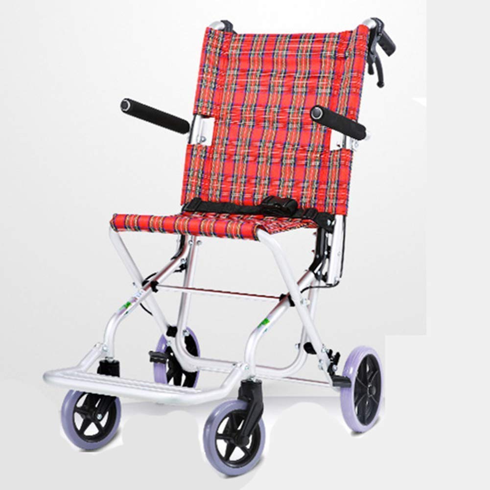 Silla de Ruedas, Silla de Ruedas Plegable, Ligera, portátil, Silla de Ruedas para Ancianos, Viaje, niños ultraligeros, pequeño, portátil, Carrito Plegable Simple, portátil
