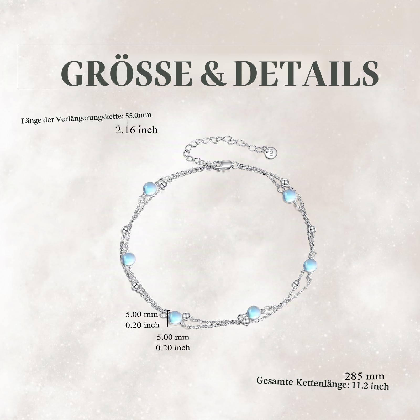 YFN Perlen/Mondstein/Türkis/Hessonit/Onyx/Rosenquarzit/Schwarze Perlen/Opal OpalArmband für Frauen S925 Sterling Silber Einstellbare Armband Strand Schmuck