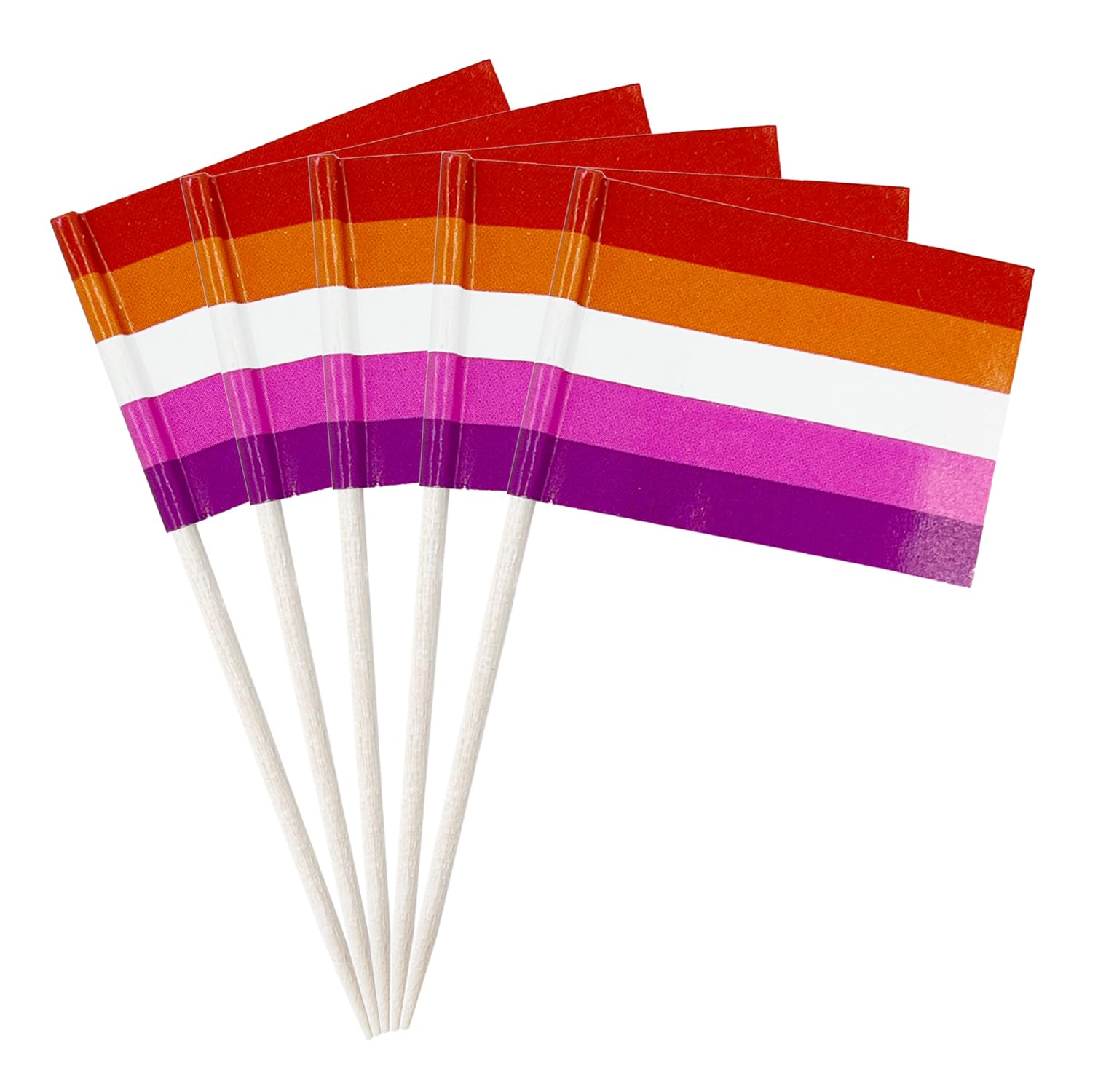 stidsds 100 Pcs Pride Rainbow Flag Sunset Lesbian Toothpick Flags Mini Small Gay LGBTQ Cupcake Toppers Stick Flags Banner Rainbow Party Cocktail Fruit Decoration