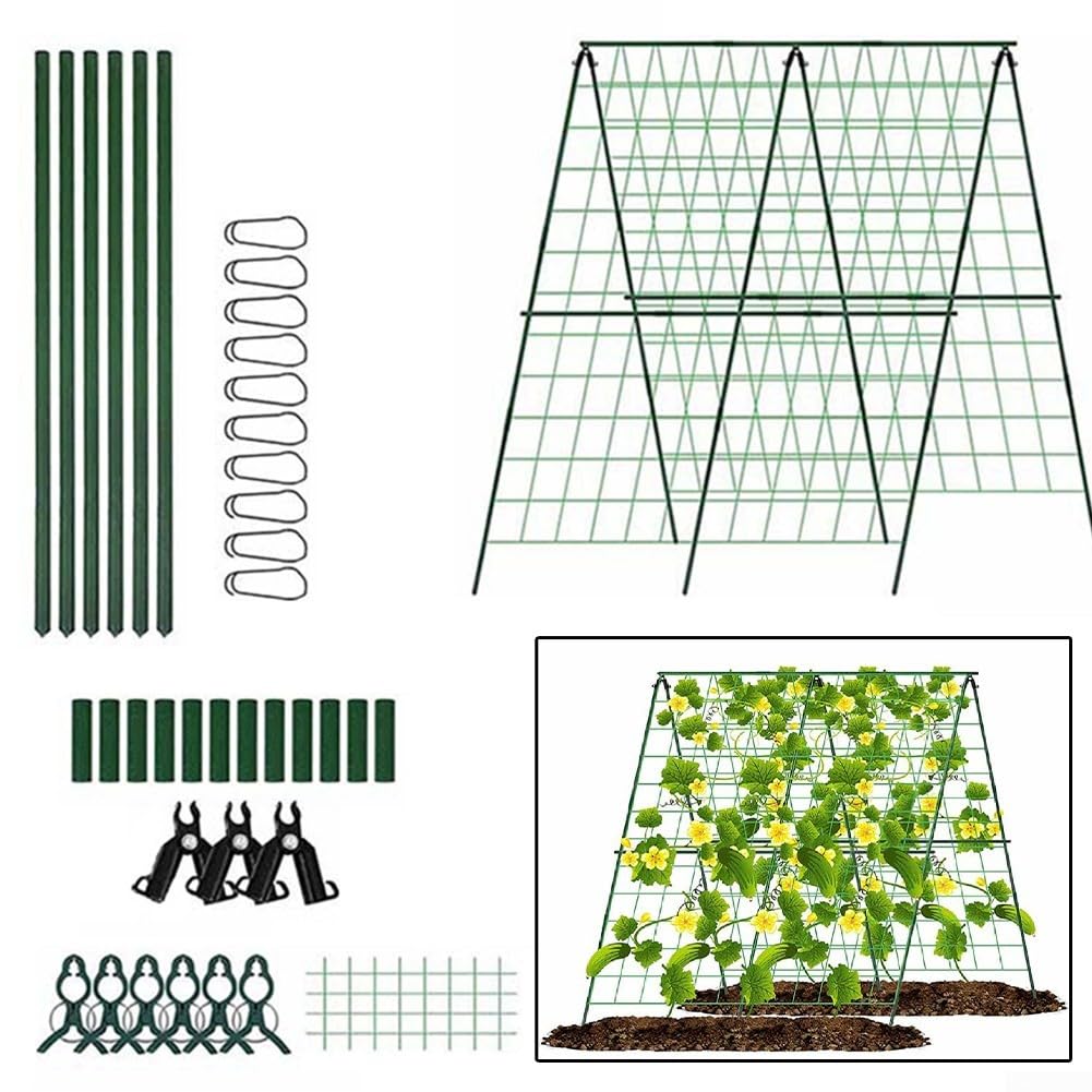 SPORTARC Klettergerüst, Gurken-Rankhilfe für Kletterpflanzen, faltbar, für Hochbeet, 122 x 122 cm, Stahl mit Kunststoffbeschichtung, A-Form, Grün
