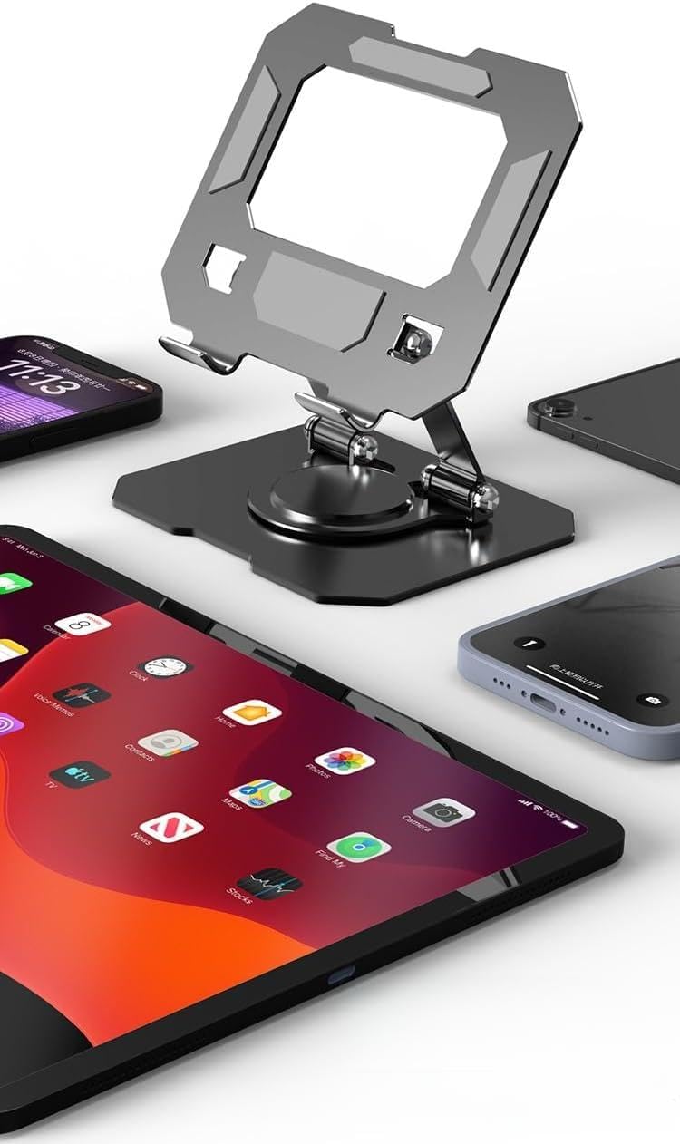- Tablet Stand Holder with 360° Rotating Base, Multi Angle Adjustments Compatible for iPad Pro | 11 | 10.9 | 10.2 | Air | Mini, Samsung Galaxy Tab, Lenovo Pad and All Tablets-Silver