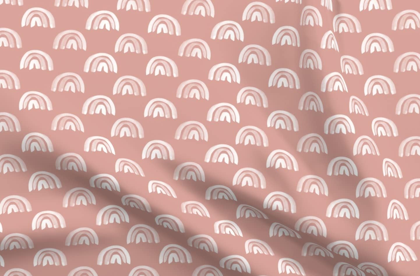 Spoonflower Fabric - Rainbow Pink Happy Girls Summer Nursery Pastel Room Printed on Petal Signature Cotton Fabric Fat Quarter - Sewing Quilting Apparel Crafts Decor