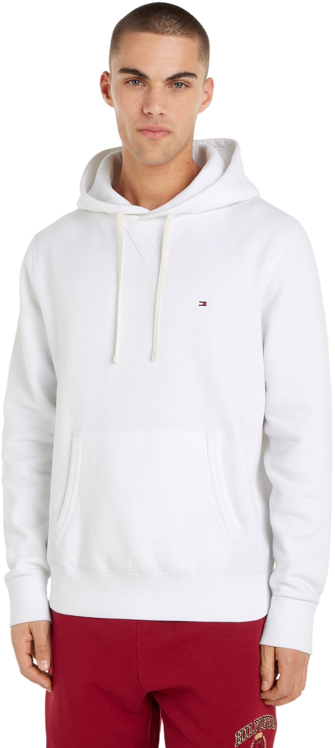 Tommy Hilfiger Men's Essential Fleece Hoody Mw0mw37230 Pullover Hoodie, White (White), M