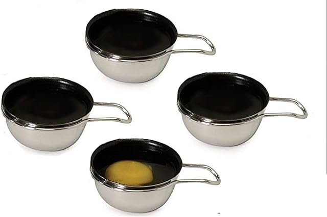 ExcelSteel 822 Fits All 2.5" Size, Perfectly Poached Brunch Nonstick Egg Poacher Replacement Cups, Stainless Steel, Black