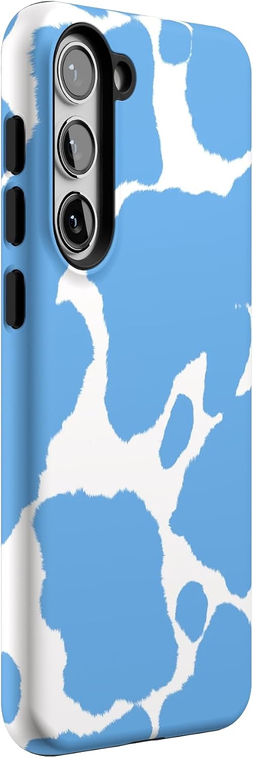 Casely Galaxy S23 Plus Case | Current Mood | Light Blue Cow Print | Essential Slim Dual-Layer Protective Design