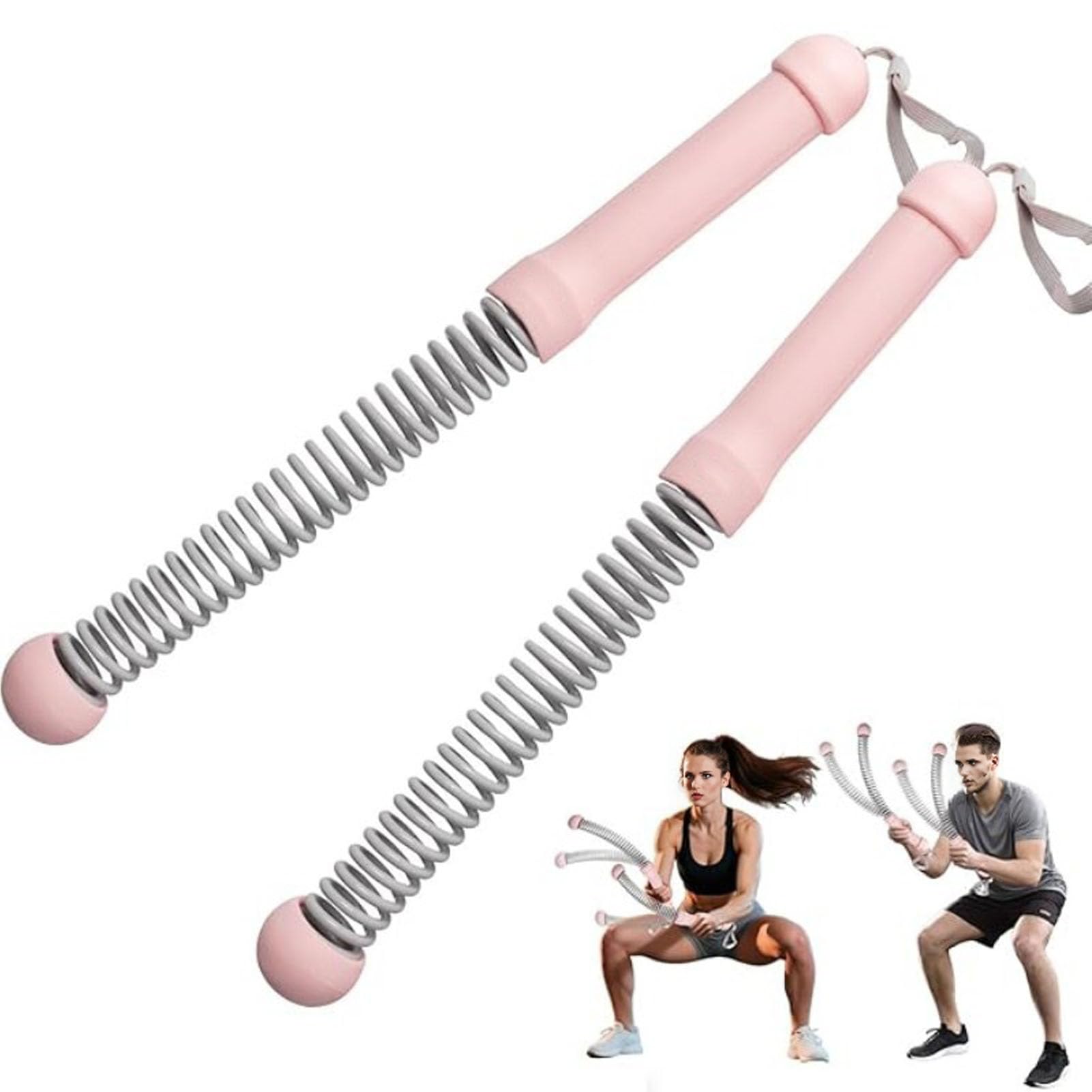 Weighted Ropeless Battle Ropes,Battle Ropes for Home Workout,Men Women Arm Exerciser for Indoor Outdoor Home Gym Office Strength Workout (Pink)