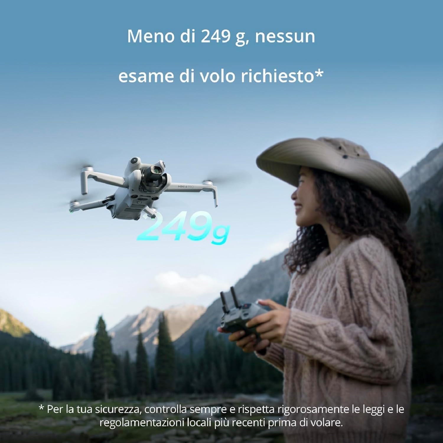DJI Mini 4 Pro (con DJI RC-N2), mini drone pieghevole per adulti con fotocamera HDR in 4K, meno di 249 g, autonomia di volo di 34 min., distanza di trasmissione video max. di 20 km, C0