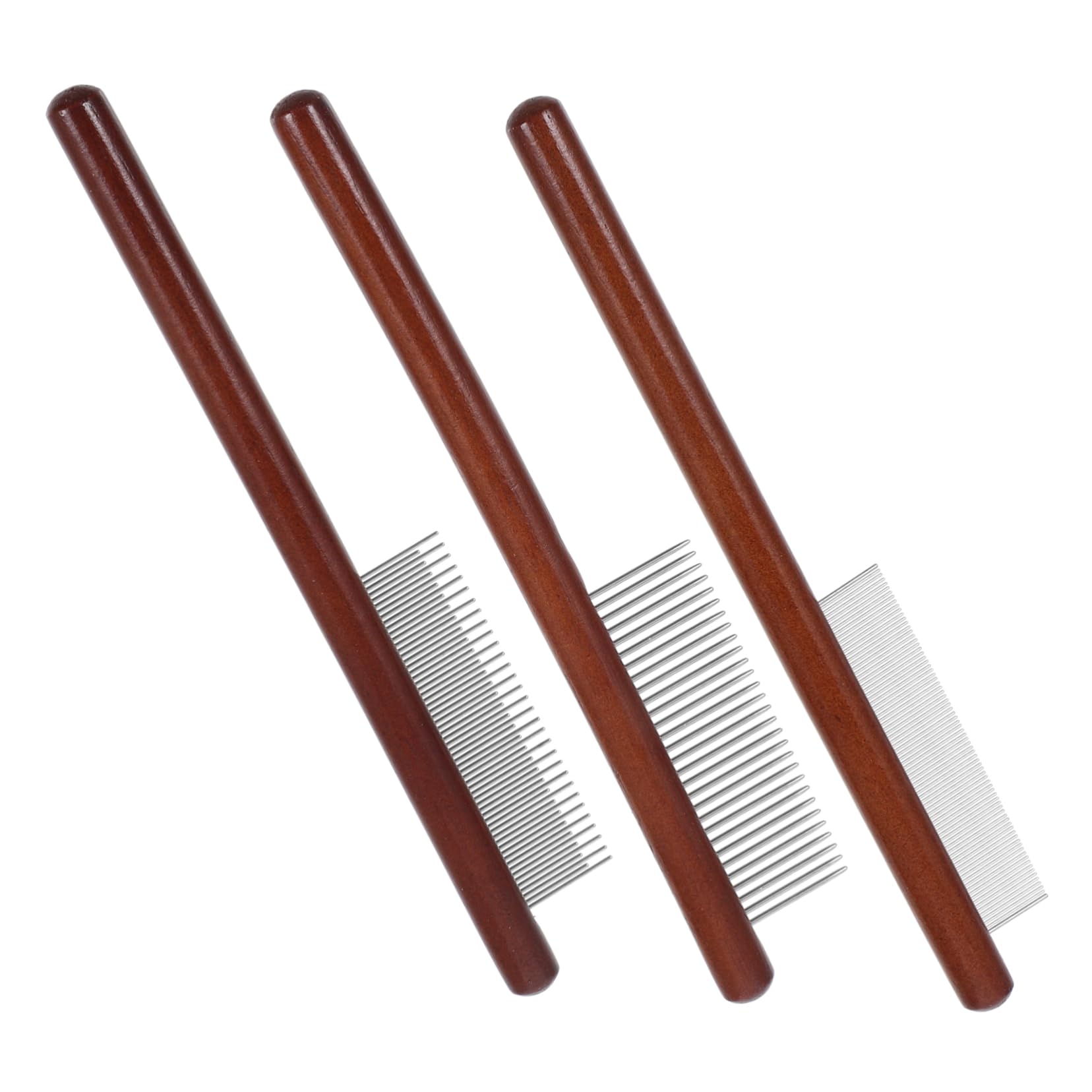 BESTonZON Cat Grooming Supplies Pet Comb Long Teeth Comb for Indoor Cats Wood Handle