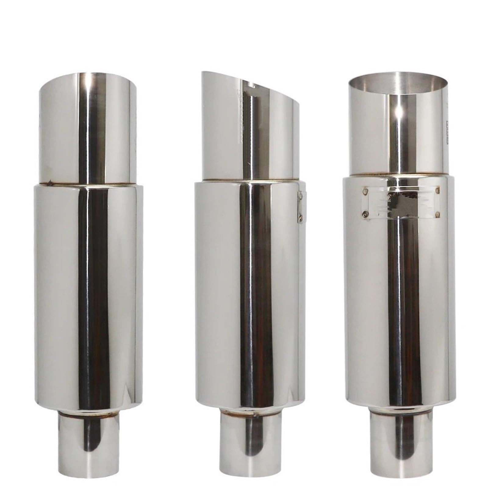 Tłumik Samochodowy Rura wydechowa samochodu ze stali nierdzewnej prosty bęben tłumik rura uniwersalny OD 51 57 63mm wylot 89mm długość 370mm(002-Titanium-63MM)