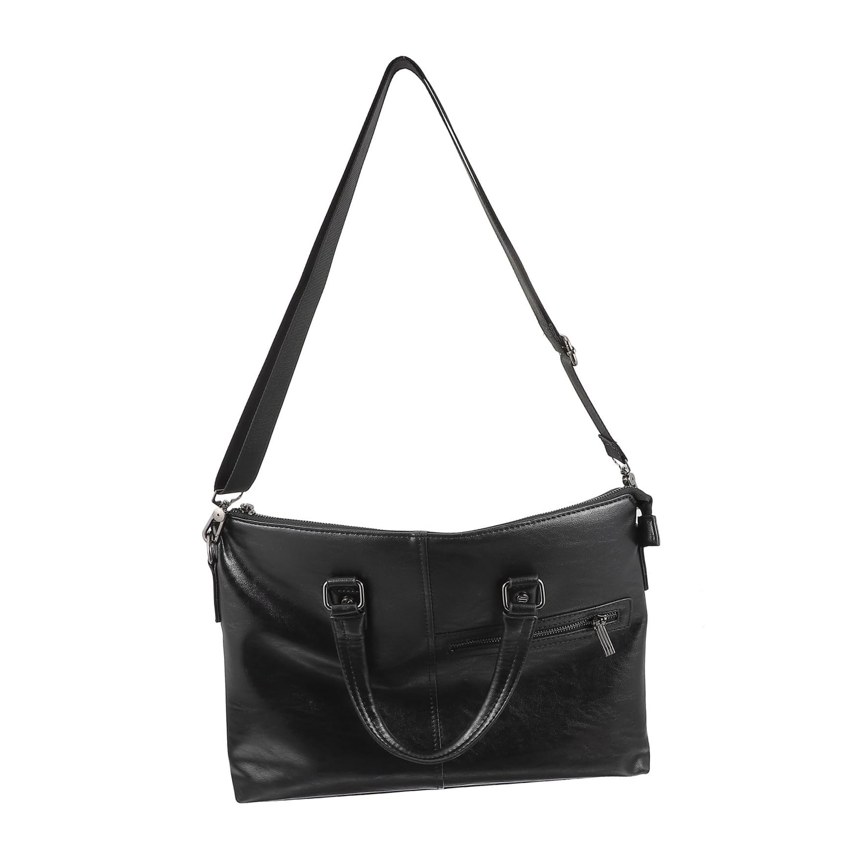 Valigetta Porta Laptop Grande in Pelle Pu Nera Doppio Manico
