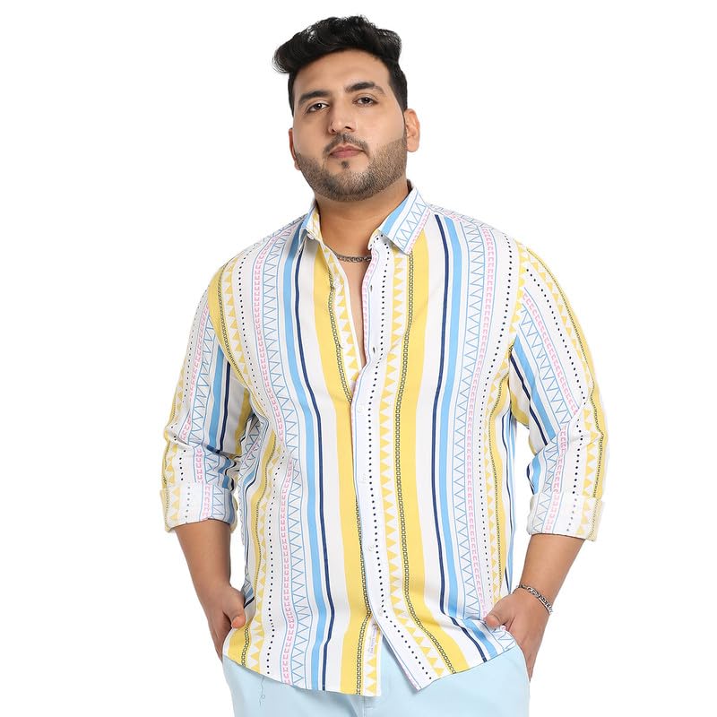 Image of Instafab Plus Men's Shirt for Casual Wear | Spread Collar | Button Closure | Plus-Size Fit | Short Sleeve | Cotton Shirt Crafted with Comfort Fit for Everyday Wear