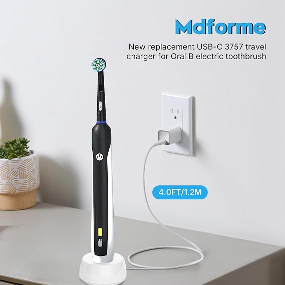 USB C Charger for Oral B Electric Toothbrush iO Series iO2 iO3 iO4 iO5 iO6, Genius X 7500, Smart/Pro, Vitality | 5V Replacement 3757 Induction Charging Base | Waterproof | Protable for Travel