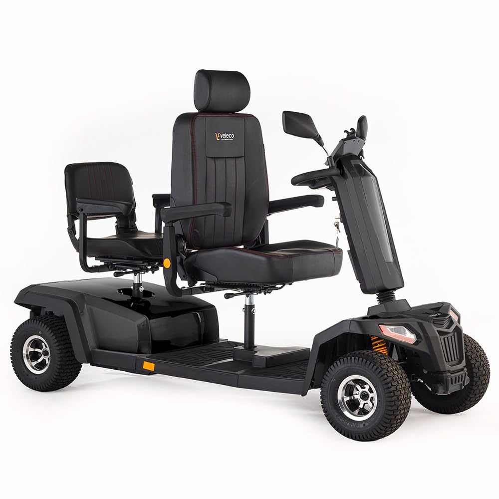 VELECO SHARPY TWIN – Vehículo eléctrico de cuatro ruedas y dos asientos con potente motor y batería de larga duración. (Negro)