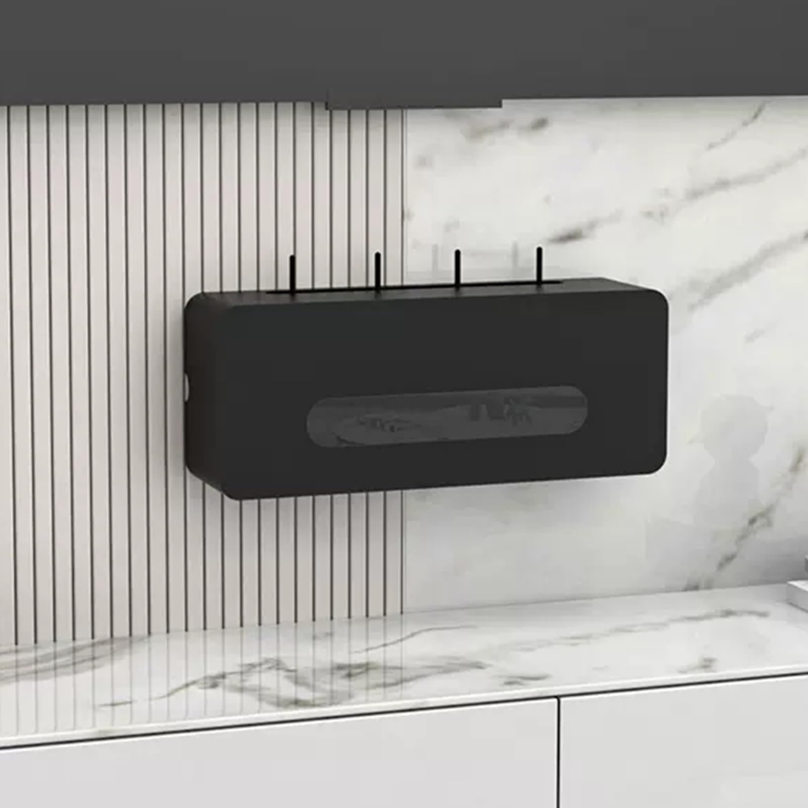Étagère en bois pour routeur et boîte de gestion des câbles – Rangement mural pour routeur WiFi avec multiprise – Installation facile, aucun assemblage nécessaire