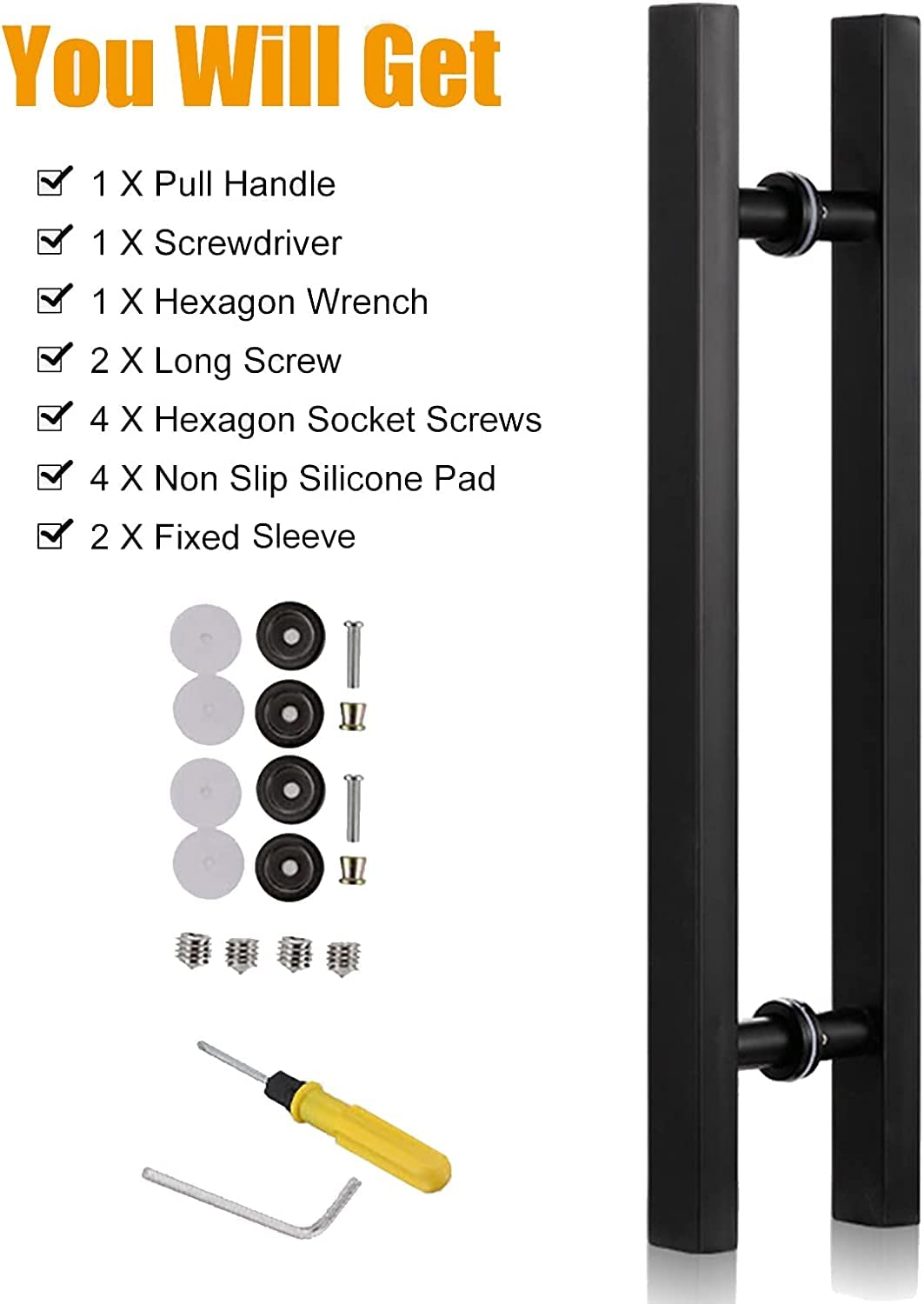Nowoczesna klamka do drzwi typu Push Pull kwadratowa H Sdoor Pull klamka do drzwi przesuwnych, bardzo do bramy, dwustronny, spiżarnia, francuska dekoracja drzwi do stodoły, matowa czerń