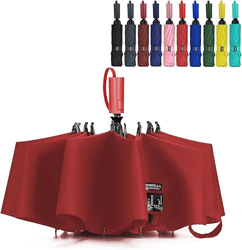 LANBRELLA Compact Reverse Folding Umbrella Auto Windproof Travel Umbrella