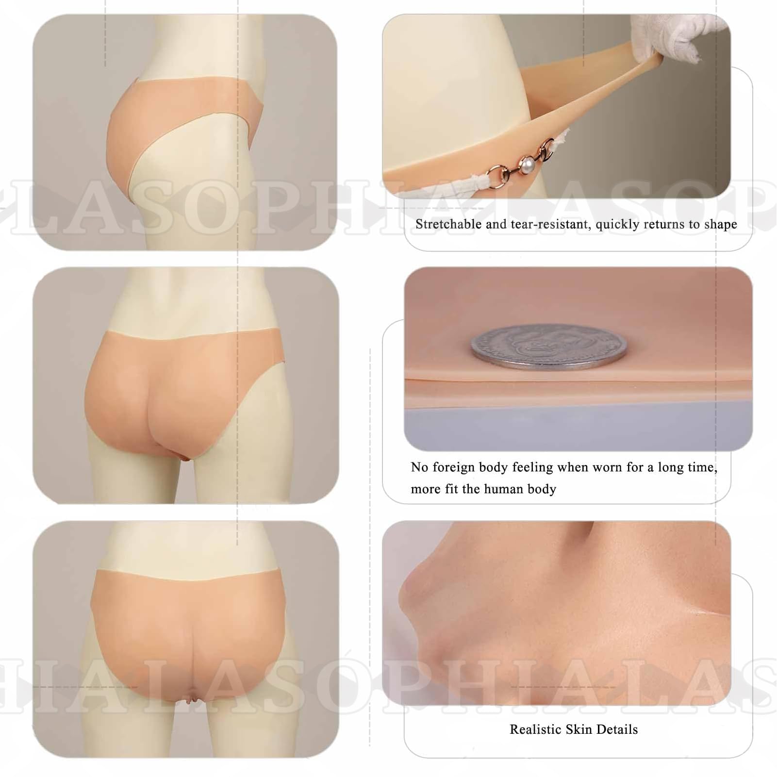 Mutandine A Triangolo in Silicone da Donna,Modellatore del Corpo,Controllo E Push-Up,Slip Che Sollevano I Fianchi,Lingerie Nascosta per Crossdresser