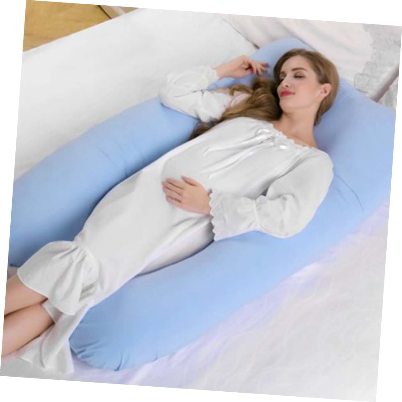 KOMBIUDA Pregnancy Pillow Case U-Shaped Arm Support Pillow Cover for Sleep Cotton Odorless Machine Washable Sky