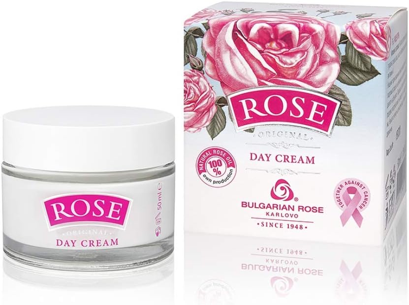 Bulgarianrose Day Face Cream with Natural Rose Oil, Moisturizing and Rejuvenating Skin Care, Rose Water Revitalizing Day Cream, Face Moisturizer for dry skin