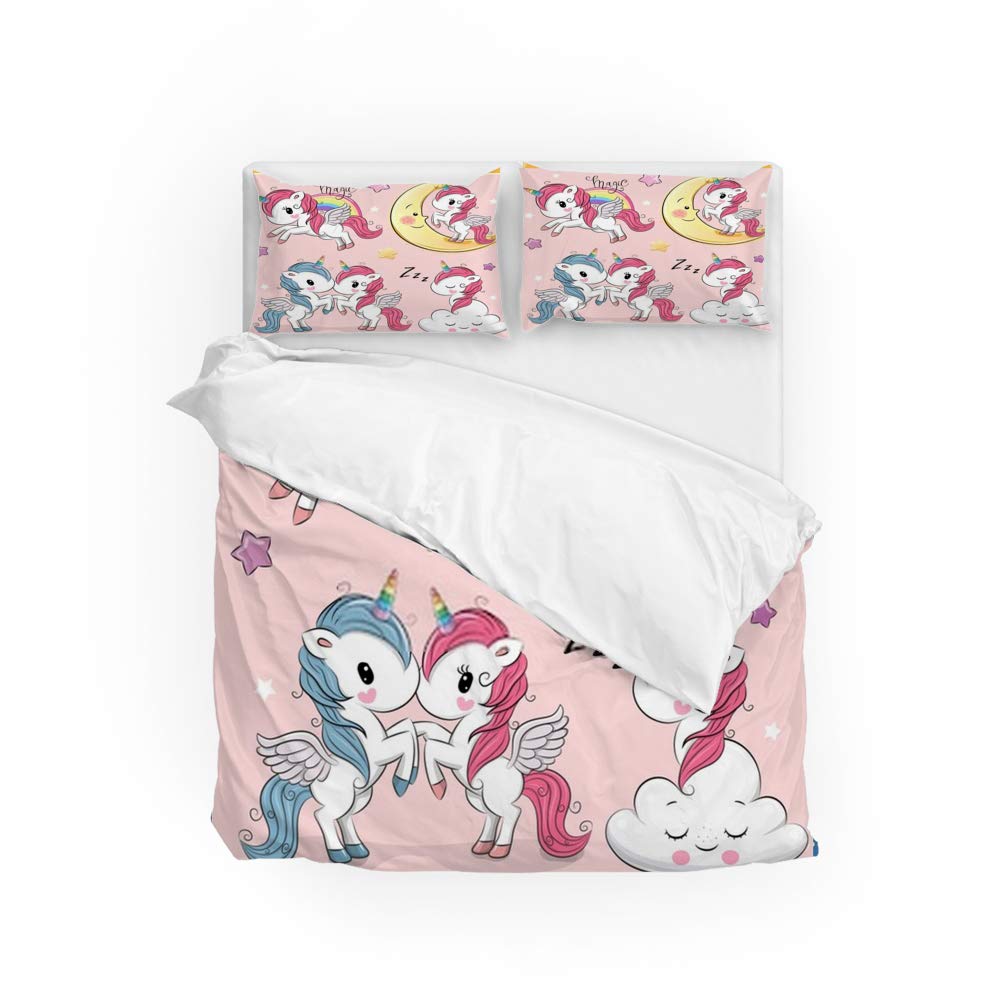 Linge de lit licorne et lune en polyester confortable pour la maison