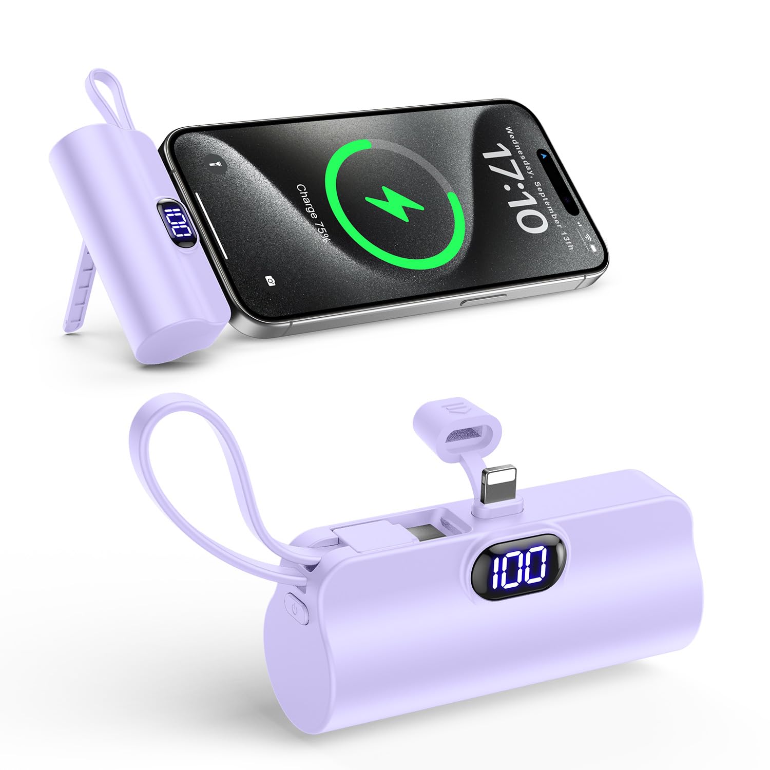 Portable Charger Small Power Bank 6000mAh,22.5W USB-C Fast Charging Portable Phone Charger with LCD Display&Stand,Mini Battery Pack for iPhone 15 Pro/15 Plus/15 Promax/Samsung/Huawei Andriod