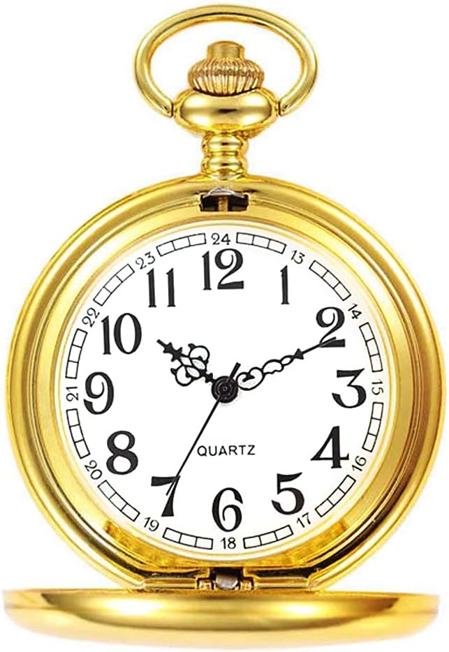 UEOTOMens Pocket Watch with Chain, Classic Vintage Quartz Pendant Fob Pocket Watches for Dad/Grandfather/Grandpa, Men Pocket Watch as Retro Gifts for Father's Day/Birthday/Anniversary Day