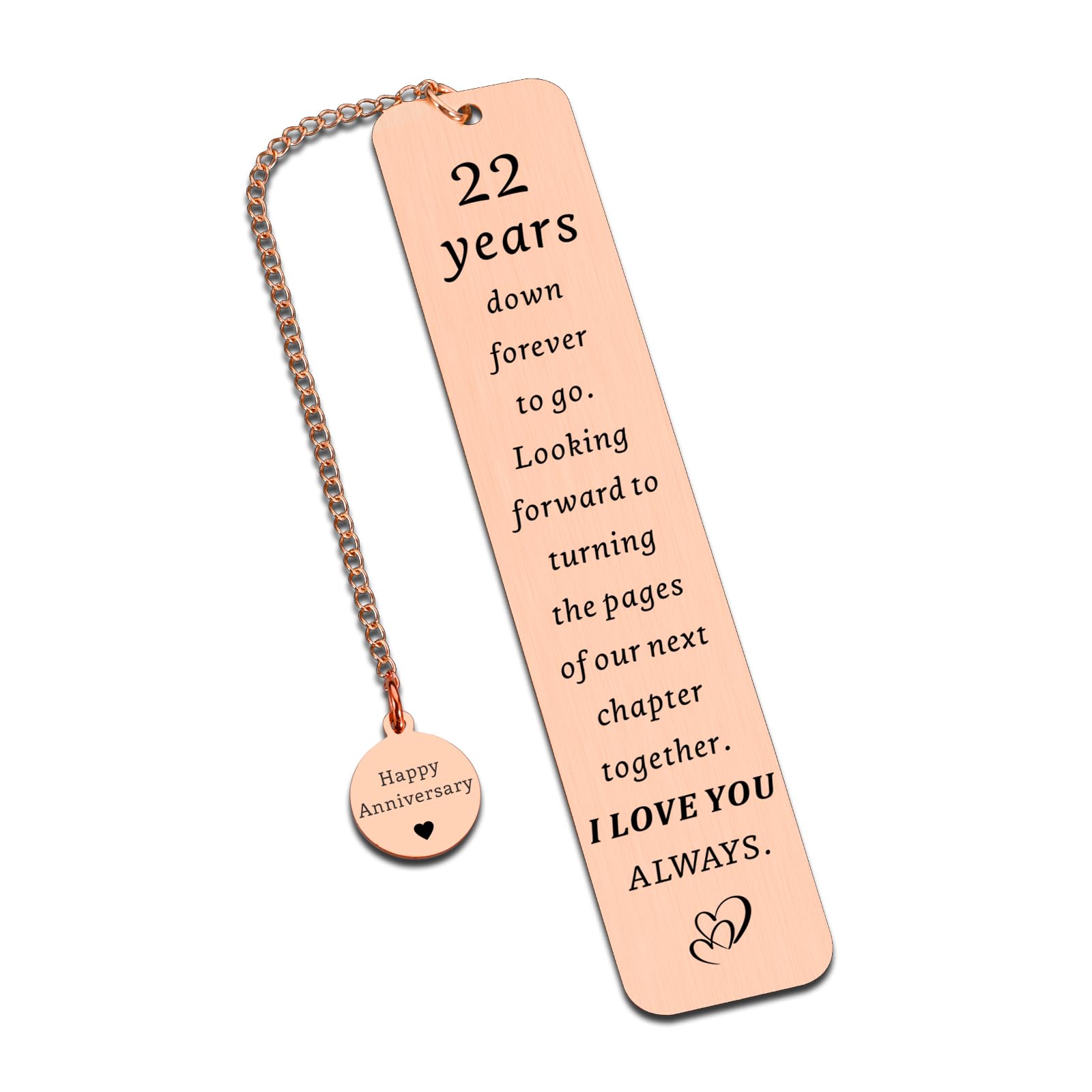 22 Year Anniversary Copper Gifts for Him Her Couples 22nd Wedding Anniversary, Gifts for Wife Husband Gift for 22nd Copper Anniversary Bookmark for Women Men