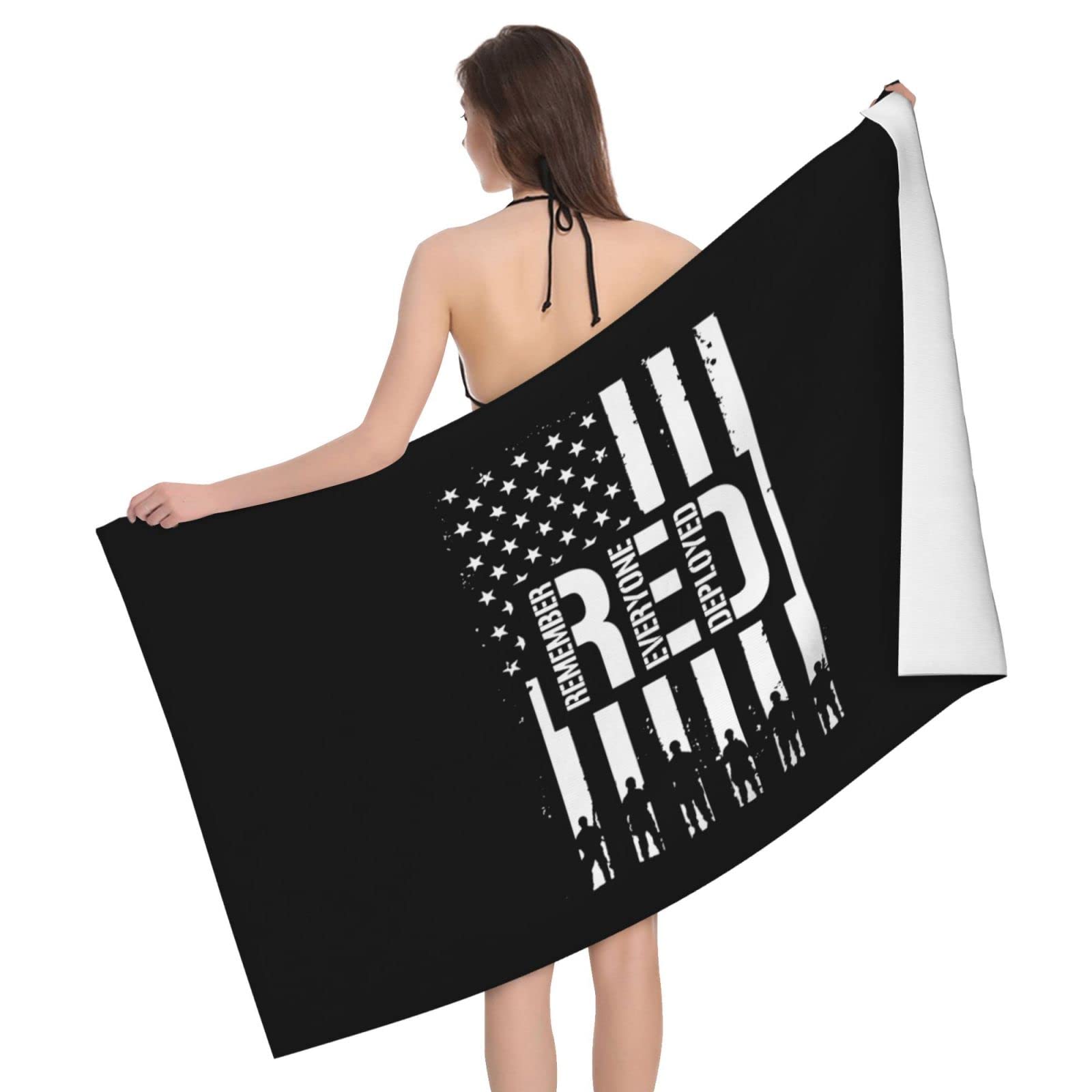 Lsjuee Remember Everyone Deployed Microfiber Bath Towel Absorb Water Quick Dry Bath Towel, for Beach, Swimming Pool, Camping