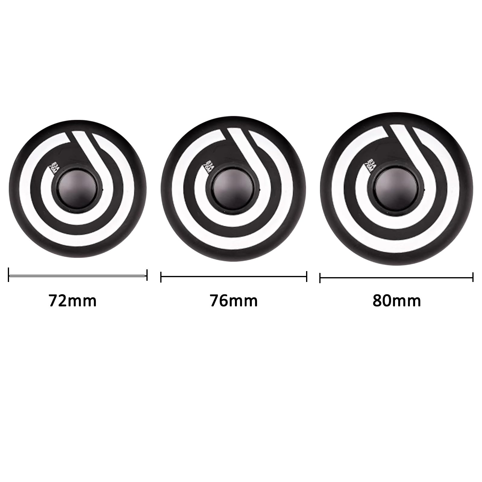Ruote di ricambio per pattini in linea, confezione da 4, 83 A, 72 mm, 76 mm, 80 mm, destinate alla sostituzione delle ruote a lama a rullo, ruote da allenamento, ruote per pattini a rotelle per