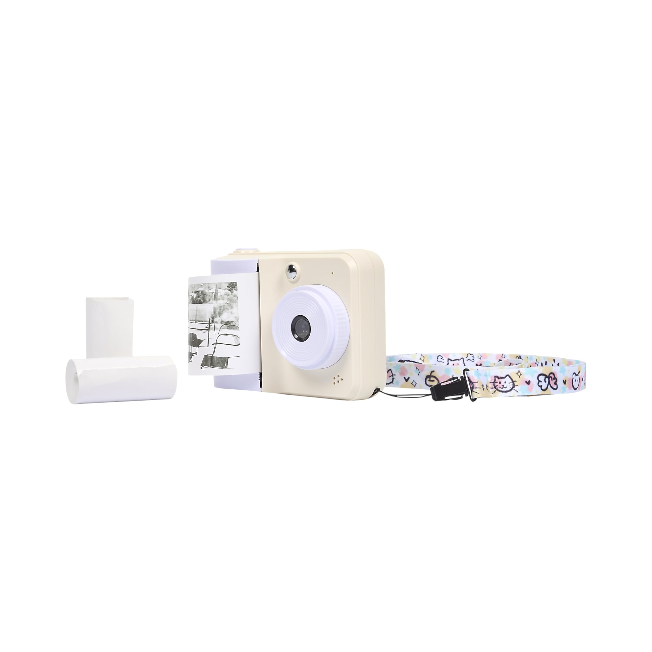 BE MIX - HT0211 - Mini Drukarka Termiczna Blinky z Wbudowaną Kamerą - Kompaktowa - Ekran LCD - Łatwa w Obsłudze - Idealna do Kreatywnych Zajęć - Czarnobiała - Zawiera 3 Rolki Papieru